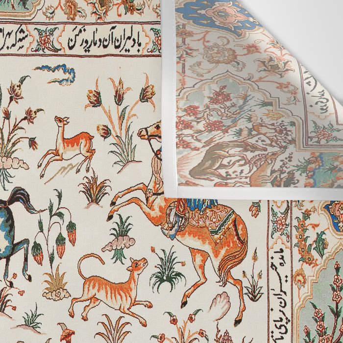 Tabriz Antique Persian Hunting Rug Print Wall Tapestry Gallery Image 3