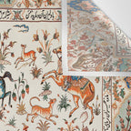 Tabriz Antique Persian Hunting Rug Print Wall Tapestry Gallery Image 3