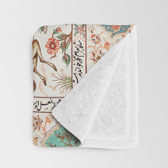 Tabriz Antique Persian Hunting Rug Print Throw Blanket Gallery Image 3