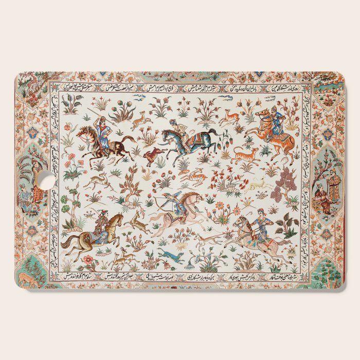 Tabriz Antique Persian Hunting Rug Print Cutting Board Gallery Image 1