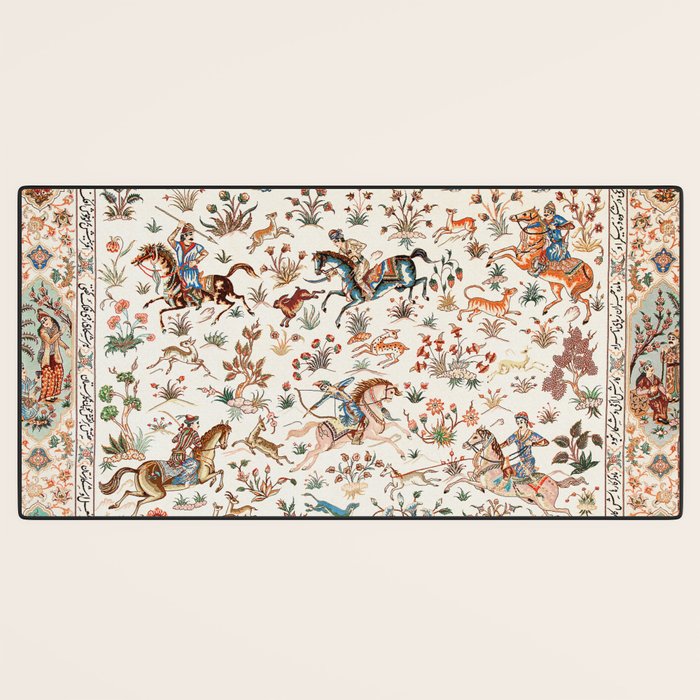 Tabriz Antique Persian Hunting Rug Print Desk Mat Gallery Image 3