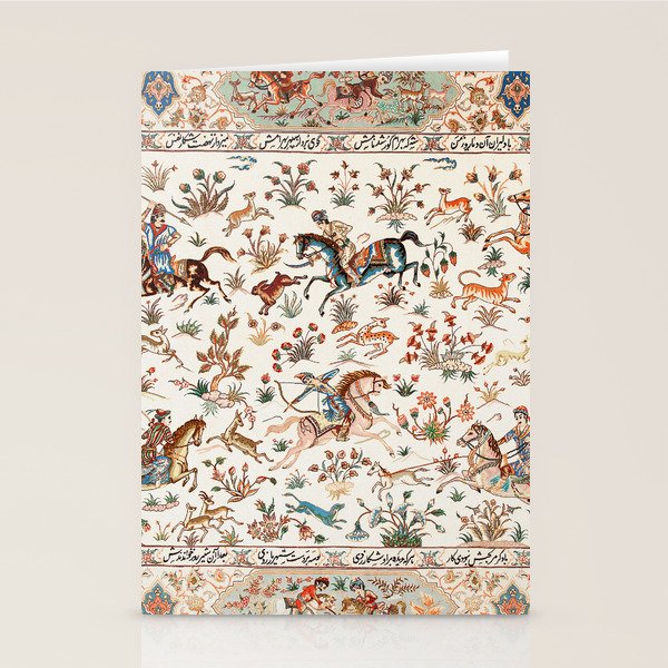 Tabriz Antique Persian Hunting Rug Print Stationery Card Gallery Image 1