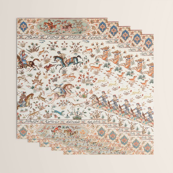 Tabriz Antique Persian Hunting Rug Print Wrapping Paper Gallery Image 3