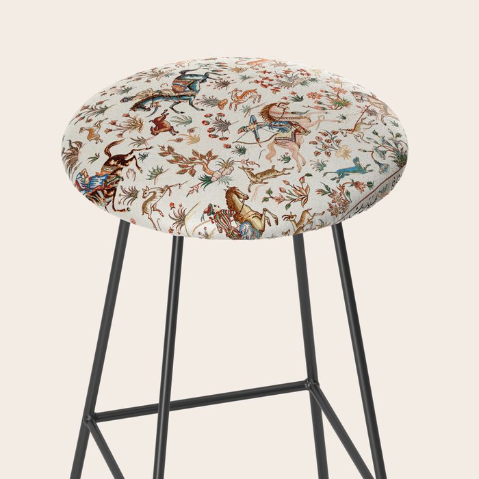 Tabriz Antique Persian Hunting Rug Print Stool Gallery Image 2
