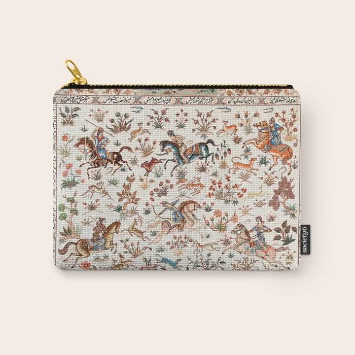 Tabriz Antique Persian Hunting Rug Print Carry All Pouch Gallery Image 1