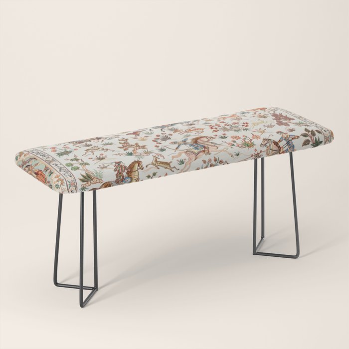 Tabriz Antique Persian Hunting Rug Print Bench Gallery Image 1