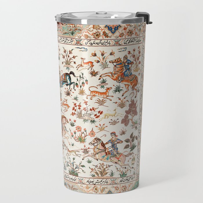 Tabriz Antique Persian Hunting Rug Print Travel Mug Gallery Image 2