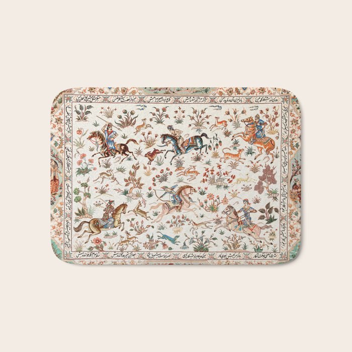 Tabriz Antique Persian Hunting Rug Print Bath Mat Gallery Image 1