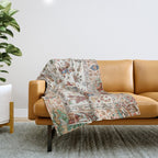 Tabriz Antique Persian Hunting Rug Print Throw Blanket Gallery Image 1