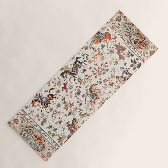 Tabriz Antique Persian Hunting Rug Print Yoga Mat Gallery Image 1