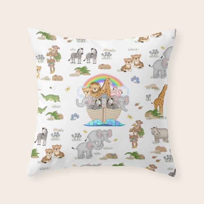 Noahs Ark Animals Throw Pillow Gallery Image 6
