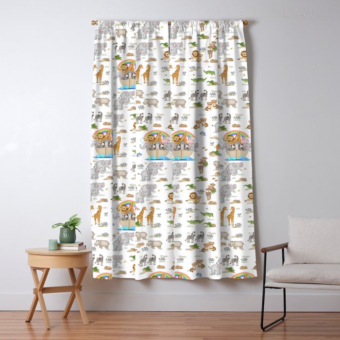Noahs Ark Animals Window Curtain