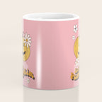 Hello Pumpkin Retro Pink Floral Print Coffee Mug Gallery Image 4
