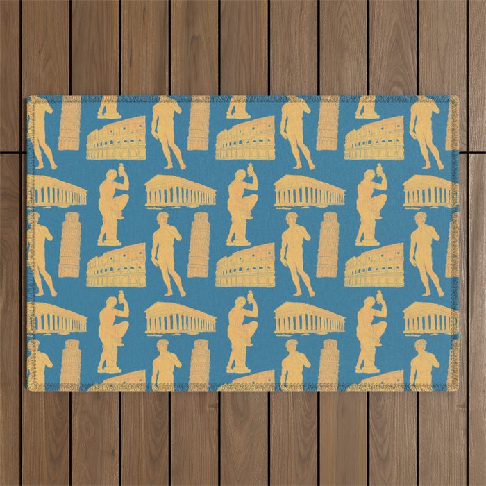 Roman Architecture Ancient Monuments and Italian Statues Outdoor Rug Gallery Image 1