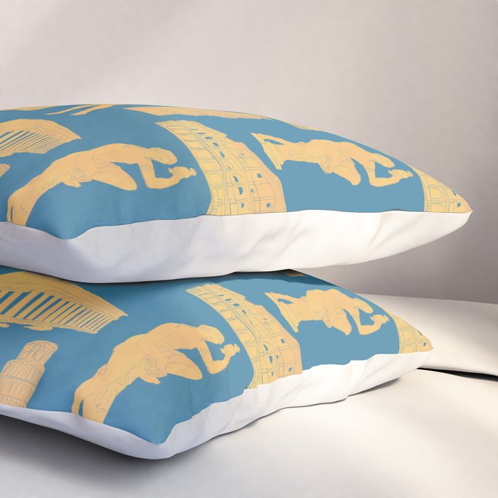 Roman Architecture Ancient Monuments and Italian Statues Pillow Sham Gallery Image 3