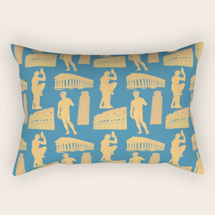 Roman Architecture Ancient Monuments and Italian Statues Rectangular Pillow Gallery Image 1