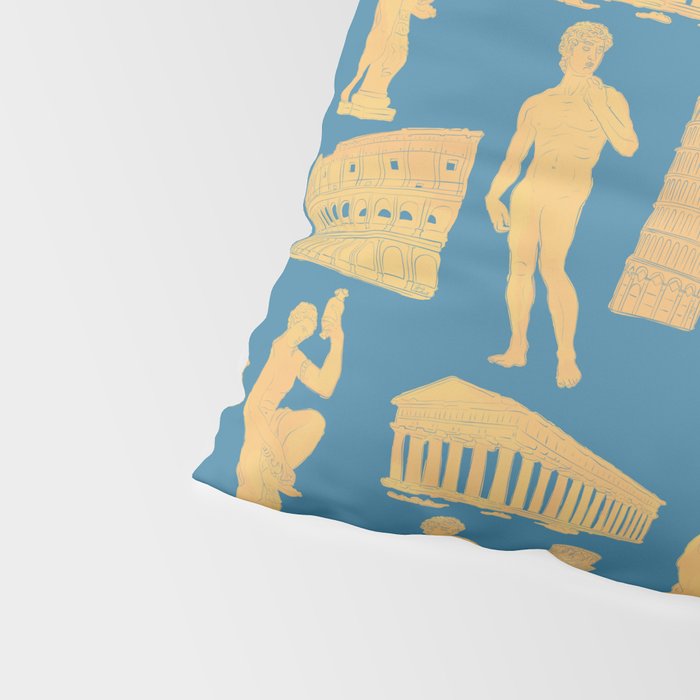 Roman Architecture Ancient Monuments and Italian Statues Pillow Sham Gallery Image 4