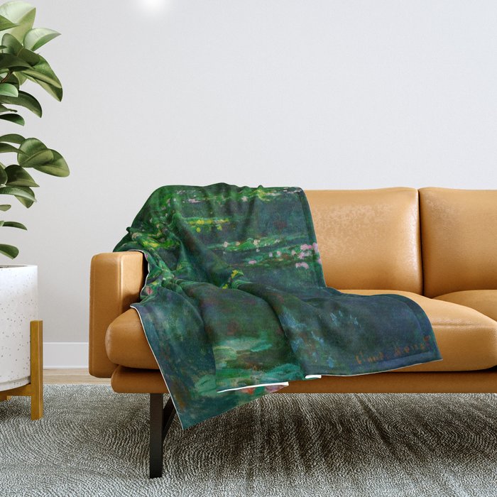 Claude Monet Impressionist Landscape Oil Painting Waterlilies Throw Blanket Gallery Image 1