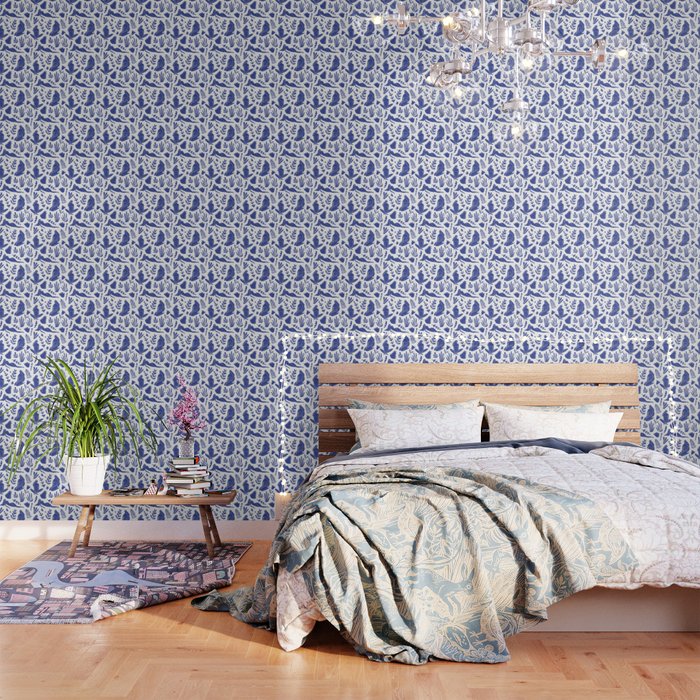 Henri Matisse Inspired Blue Nude Boho Female Figurative Pattern Wallpaper Gallery Image 1