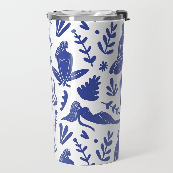 Henri Matisse Inspired Blue Nude Boho Female Figurative Pattern Travel Mug Gallery Image 2