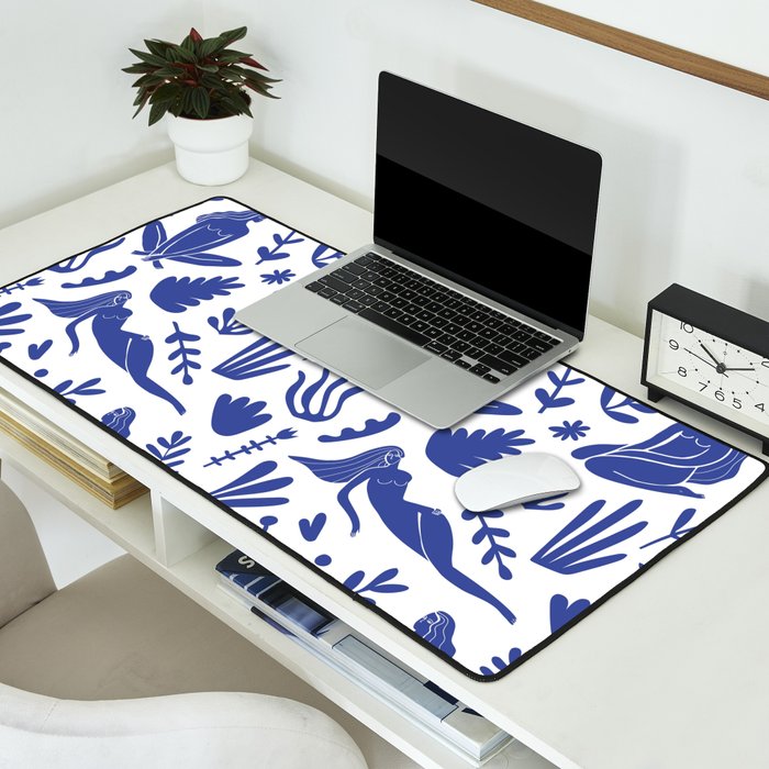 Henri Matisse Inspired Blue Nude Boho Female Figurative Pattern Desk Mat Gallery Image 2