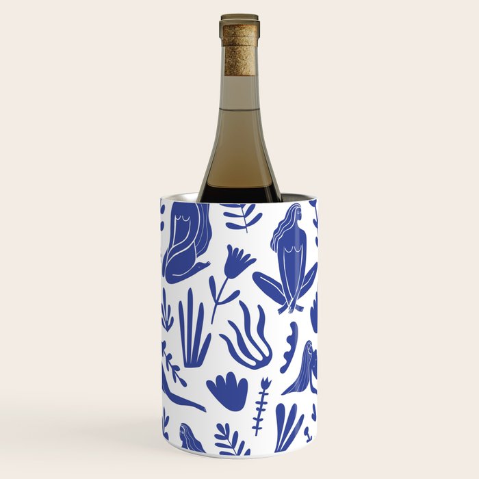 Henri Matisse Inspired Blue Nude Boho Female Figurative Pattern Wine Chiller Gallery Image 1