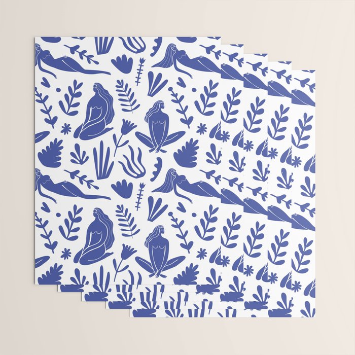 Henri Matisse Inspired Blue Nude Boho Female Figurative Pattern Wrapping Paper Gallery Image 3