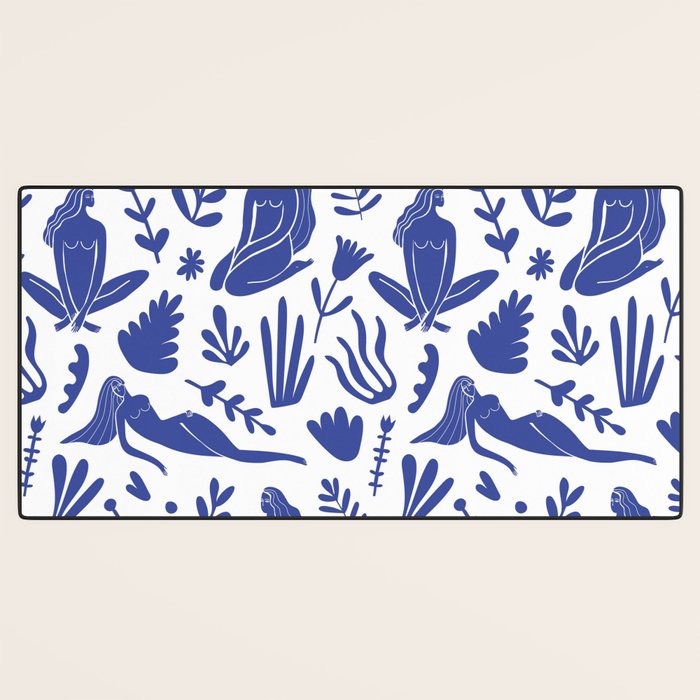 Henri Matisse Inspired Blue Nude Boho Female Figurative Pattern Desk Mat Gallery Image 3
