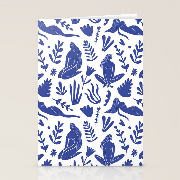 Henri Matisse Inspired Blue Nude Boho Female Figurative Pattern Stationery Card Gallery Image 2