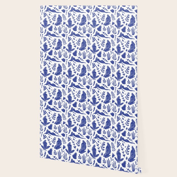 Henri Matisse Inspired Blue Nude Boho Female Figurative Pattern Wallpaper Gallery Image 2