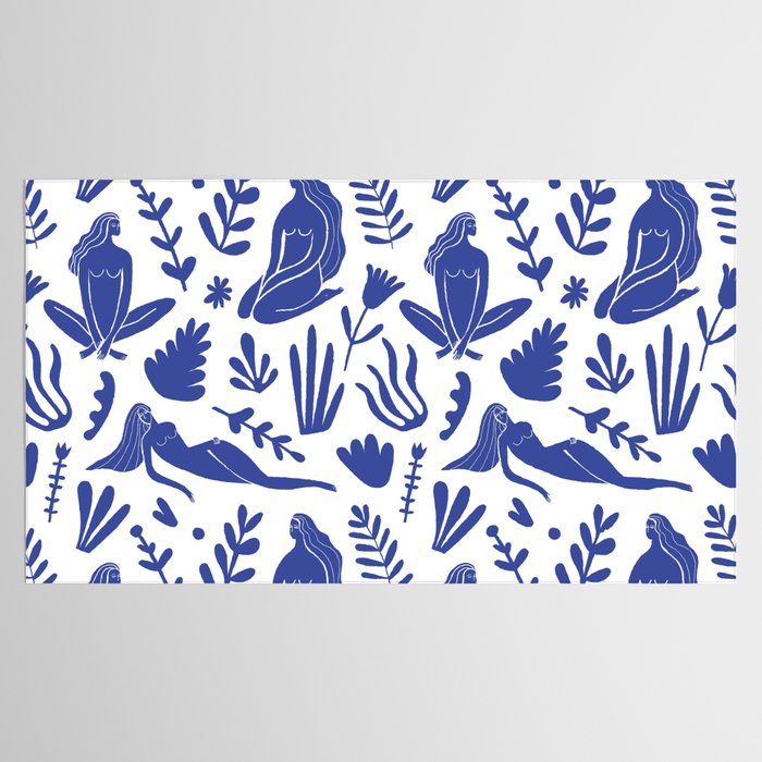 Henri Matisse Inspired Blue Nude Boho Female Figurative Pattern Tablecloth Gallery Image 2