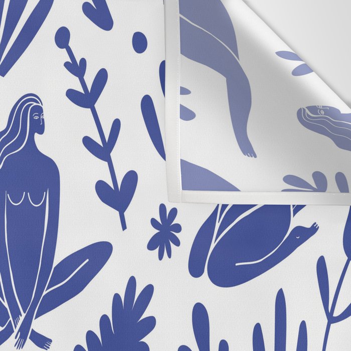 Henri Matisse Inspired Blue Nude Boho Female Figurative Pattern Wall Tapestry Gallery Image 3