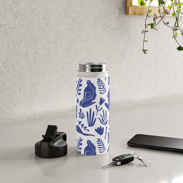 Henri Matisse Inspired Blue Nude Boho Female Figurative Pattern Water Bottle Gallery Image 4