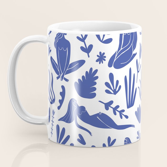 Henri Matisse Inspired Blue Nude Boho Female Figurative Pattern Coffee Mug Gallery Image 3