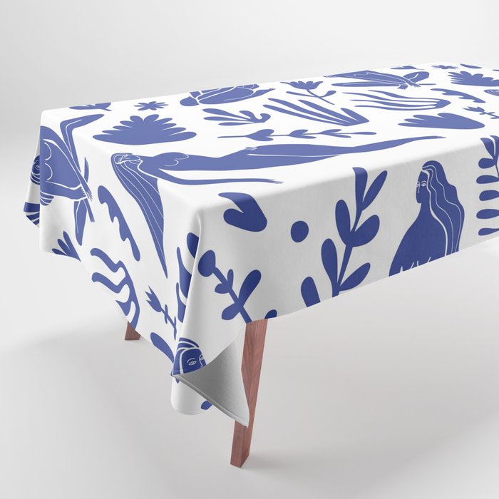 Henri Matisse Inspired Blue Nude Boho Female Figurative Pattern Tablecloth Gallery Image 1