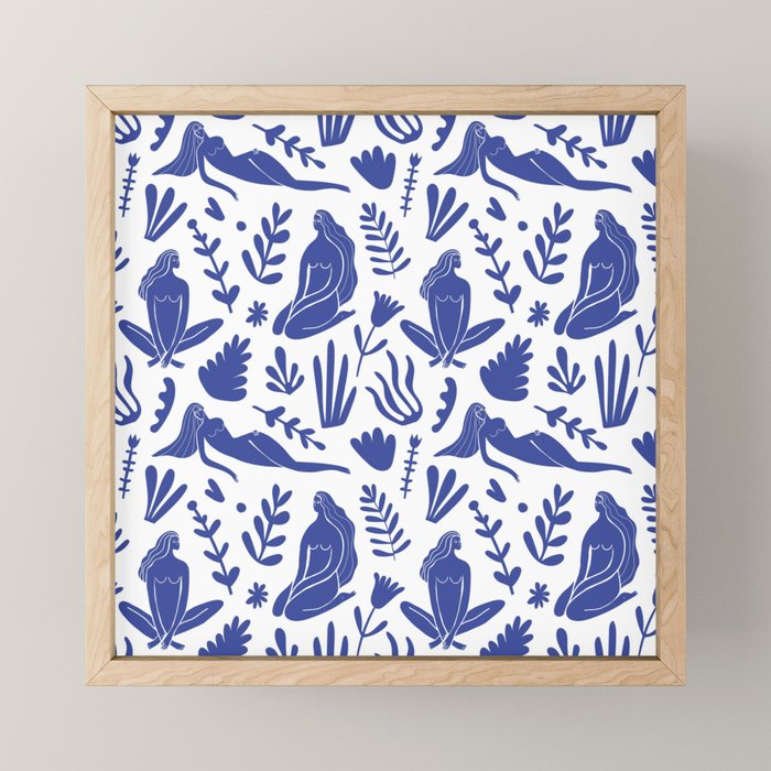 Henri Matisse Inspired Blue Nude Boho Female Figurative Pattern Mini Art Print Gallery Image 1