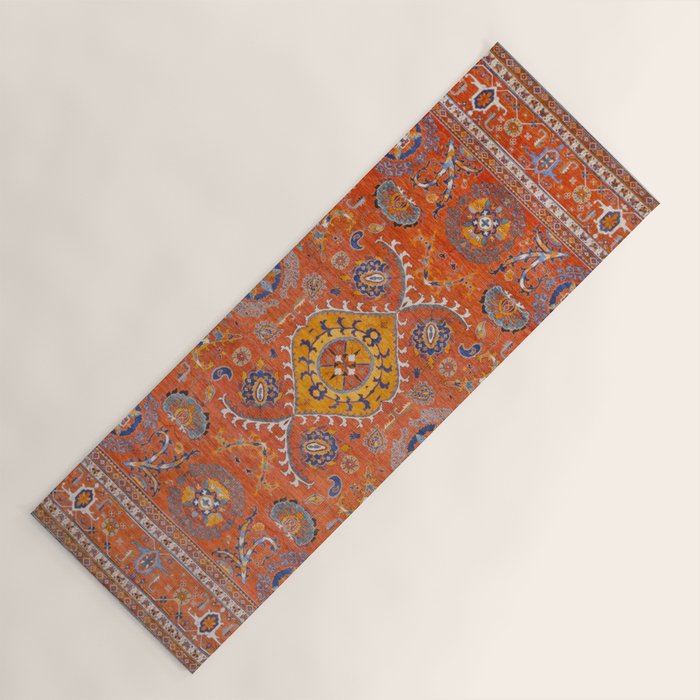 Orange Suns Suzani  Kazak Persian Rug Yoga Mat Gallery Image 1