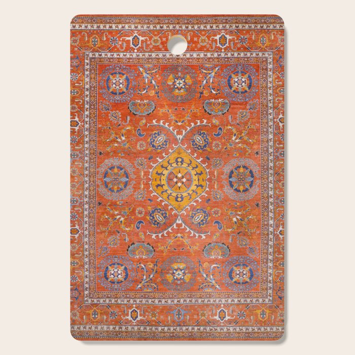 Orange Suns Suzani  Kazak Persian Rug Cutting Board Gallery Image 1