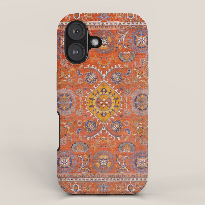 Orange Suns Suzani  Kazak Persian Rug iPhone Case Gallery Image 1