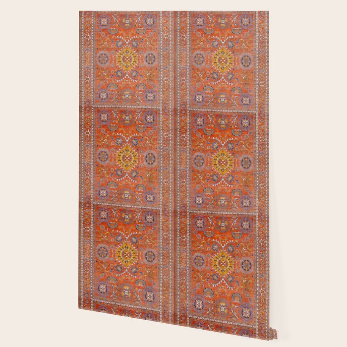 Orange Suns Suzani  Kazak Persian Rug Wallpaper Gallery Image 2