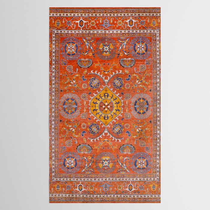 Orange Suns Suzani  Kazak Persian Rug Tablecloth Gallery Image 2