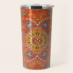 Orange Suns Suzani  Kazak Persian Rug Travel Mug Gallery Image 1
