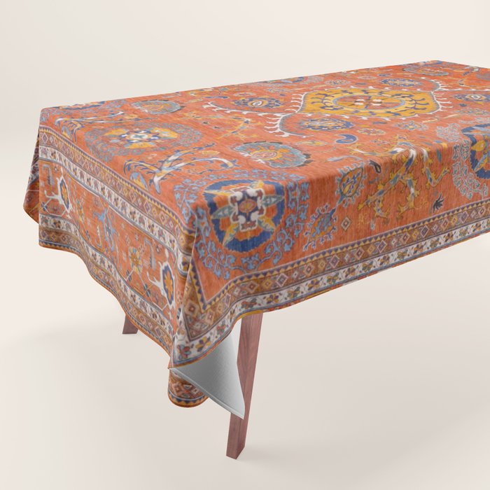 Orange Suns Suzani  Kazak Persian Rug Tablecloth Gallery Image 1