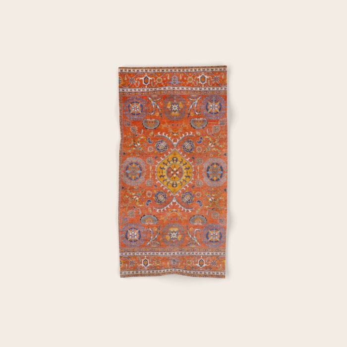 Orange Suns Suzani  Kazak Persian Rug Bath Towel Gallery Image 1