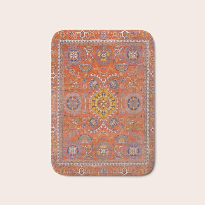 Orange Suns Suzani  Kazak Persian Rug Bath Mat Gallery Image 1