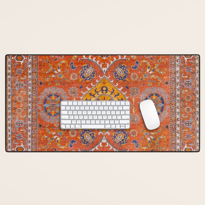 Orange Suns Suzani  Kazak Persian Rug Desk Mat Gallery Image 1