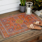 Orange Suns Suzani  Kazak Persian Rug Outdoor Rug Gallery Image 2
