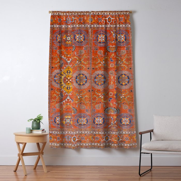 Orange Suns Suzani  Kazak Persian Rug Window Curtain Gallery Image 5