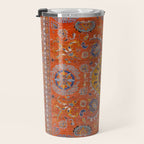 Orange Suns Suzani  Kazak Persian Rug Travel Mug Gallery Image 3
