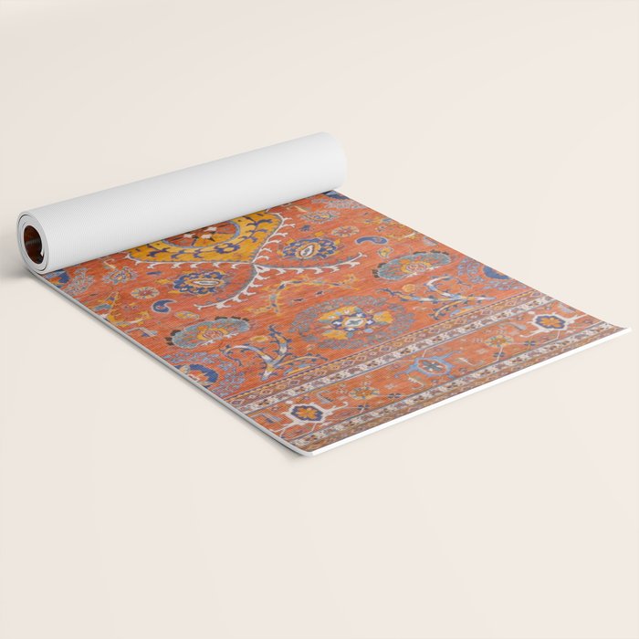 Orange Suns Suzani  Kazak Persian Rug Yoga Mat Gallery Image 2